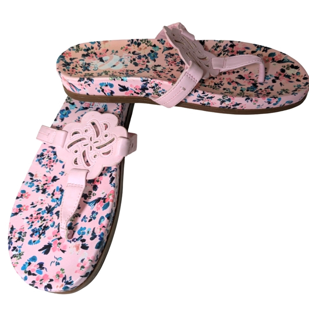 5/$25...SIZE 10 - Sam and Libby - Cute Floral Thong Sandals - EUC